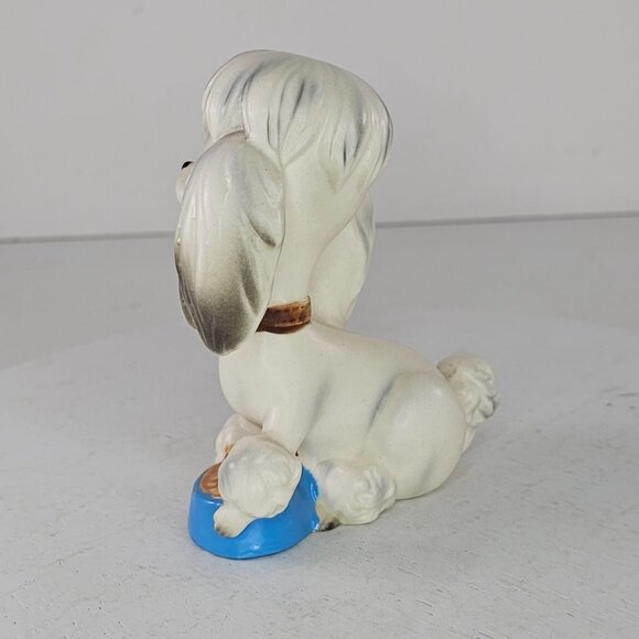 Vintage Norcrest Ceramic Poodle Figurine With Blue Bowl A164 - Picture 3 of 8